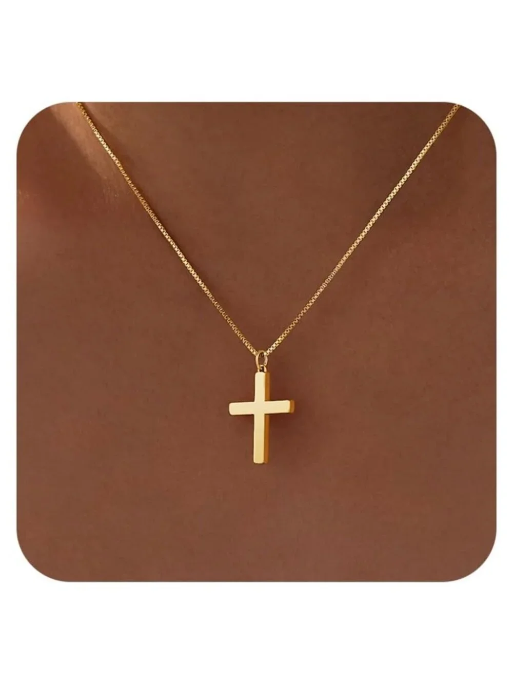 14K Gold Plated Cross Pendant Necklace Dainty Christian Faith Jewelry Gift